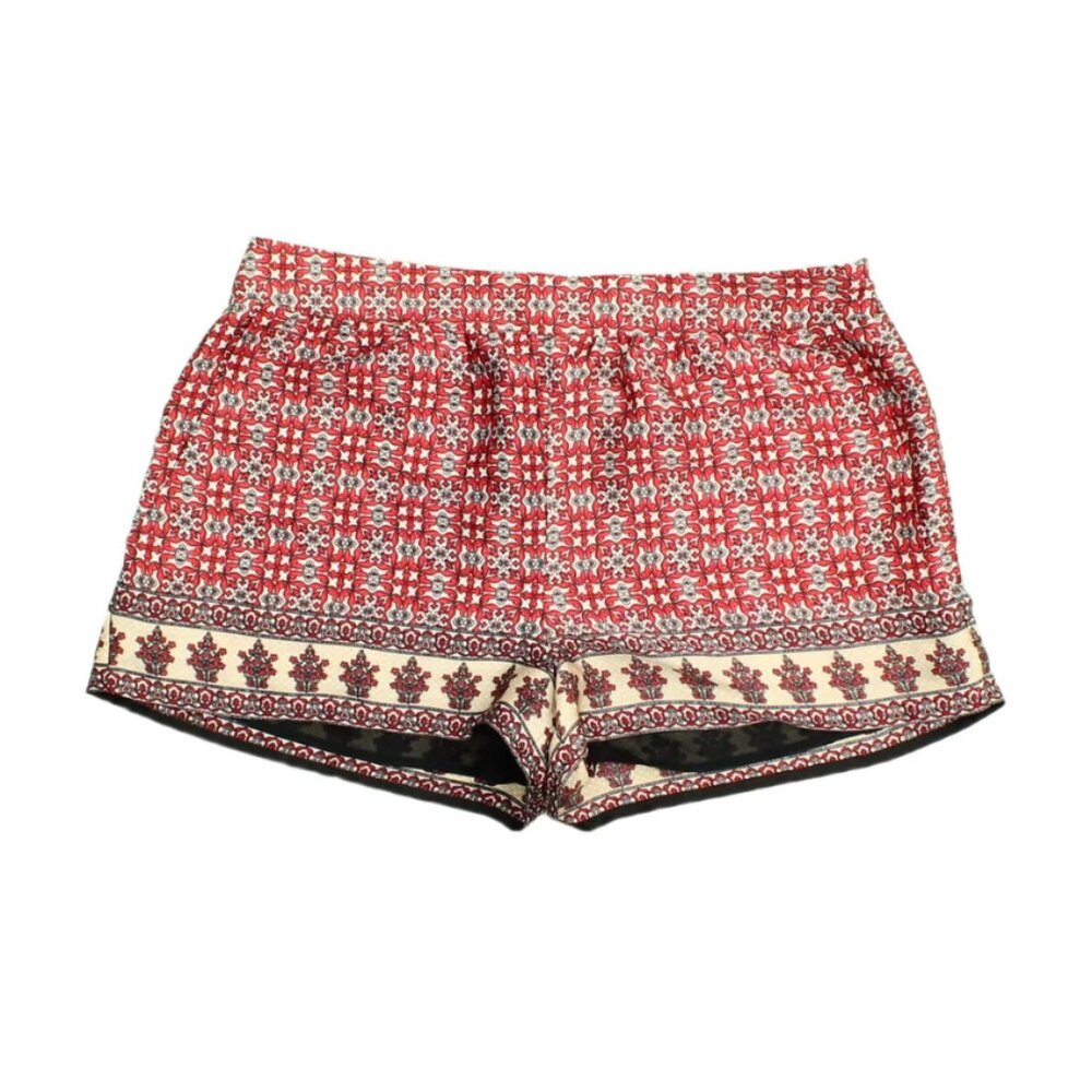 Forever 21 Red Hippie Boho Print Satin Shorts